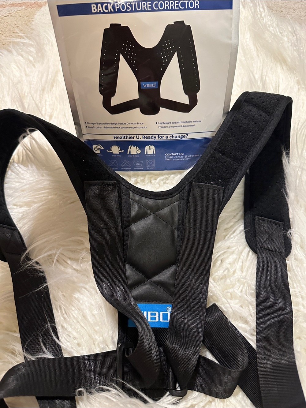 Black Back Posture Corrector - Adjustable Support Brace